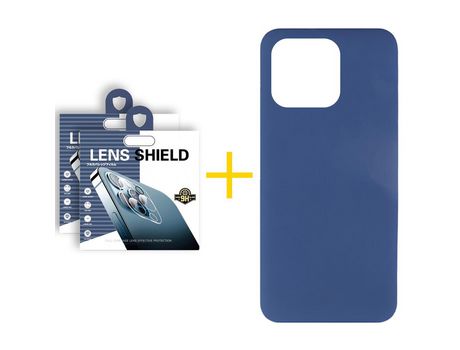 Juego 2 X Película de Cámara trasera + Funda skyhe por Apple iPhone 14 Pro Max Silicona Líquida Azul