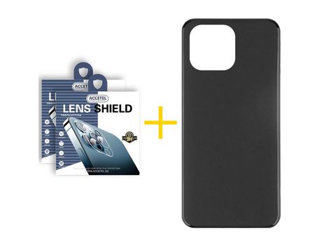 Juego 2 X Película de Cámara trasera + Funda Accetel por Apple iPhone 14 Pro Silicona Liso Negro