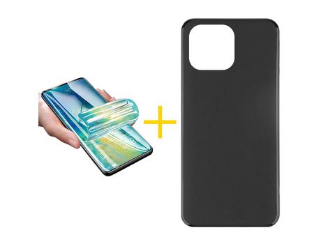 Juego 1 X Película de Vidrio Templado Hidrogel + Funda skyhe por Apple iPhone 14 Pro Silicona Liso Negro