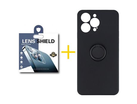 Juego 1 X Película de Cámara trasera + Funda skyhe por Apple iPhone 14 Pro Gel O-Ring Negro
