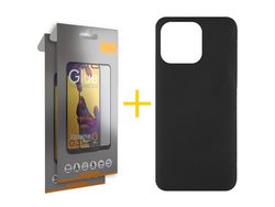 Juego 2 X Película de Vidrio Templado Full + Funda skyhe por Apple iPhone 14 Pro Silicona Líquida Negro