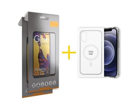 Juego 2 X Película de Vidrio Templado Full + Funda skyhe por Apple iPhone 14 Pro Max Compatible con Magsafe Magnético Incoloro Clear