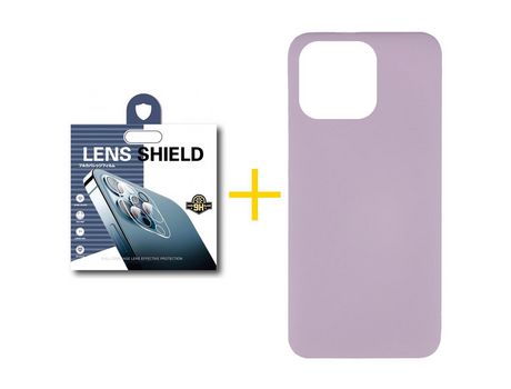 Pack 1 X Película de Cámara trasera + Funda skyhe para iPhone 14 Pro Max Silicona Líquida Morado