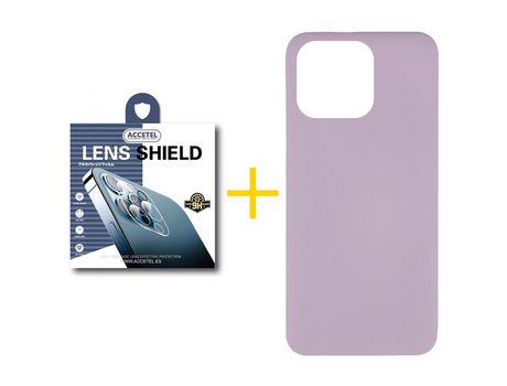 Pack 1 X Película de Cámara trasera + Funda Accetel para iPhone 14 Pro Max Silicona Líquida Morado