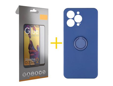 Juego 1 X Película de Vidrio Templado Full + Funda skyhe por Apple iPhone 14 Pro Gel O-Ring Azul