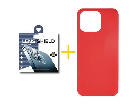 Juego 1 X Película de Cámara trasera + Funda skyhe por Apple iPhone 14 Pro Max Silicona Líquida Rojo
