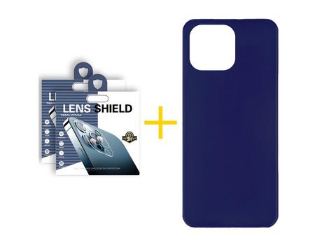 Juego 2 X Película de Cámara trasera + Funda skyhe por Apple iPhone 14 Pro Silicona Liso Azul