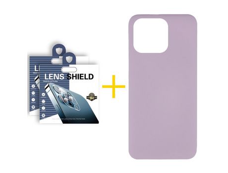Pack 2 X Película de Cámara trasera + Funda skyhe para iPhone 14 Pro Max Silicona Líquida Morado