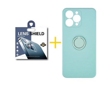 Juego 1 X Película de Cámara trasera + Funda skyhe por Apple iPhone 14 Pro Gel O-Ring Verde-Auga