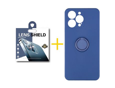 Juego 1 X Película de Cámara trasera + Funda skyhe por Apple iPhone 14 Pro Max Gel O-Ring Azul