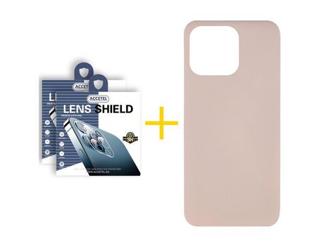 Juego 2 X Película de Cámara trasera + Funda Accetel por Apple iPhone 14 Pro Max Silicona Líquida Rosa