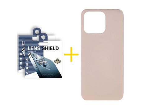 Juego 2 X Película de Cámara trasera + Funda skyhe por Apple iPhone 14 Pro Max Silicona Líquida Rosa