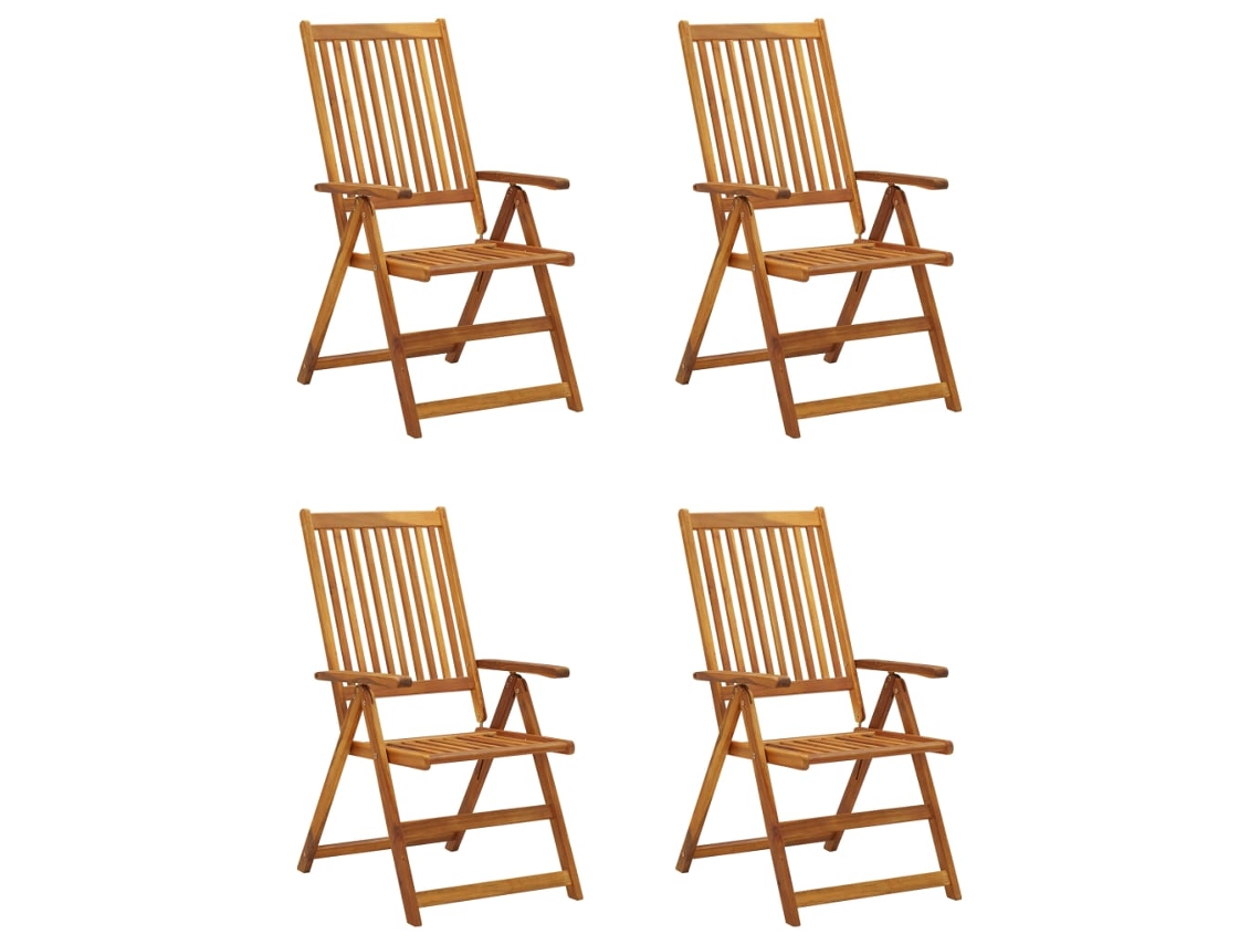 Maison Exclusive - Sillas de jardín reclinables con cojines, 4 piezas, madera maciza de acacia