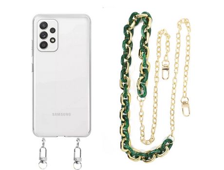 Funda cristal con Cordón Cadena verde para Samsung Galaxy A32 5G