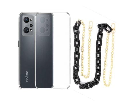 Funda cristal con Cordón Cadena Negro para Realme GT Neo 3T