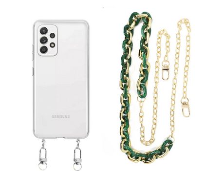 Funda cristal con Cordón Cadena verde para Samsung Galaxy A52 4G