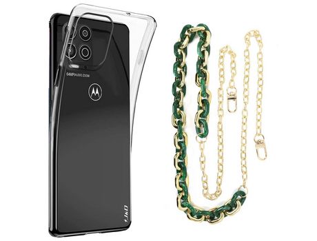 Funda cristal con Cordón Cadena verde para Motorola Moto G100