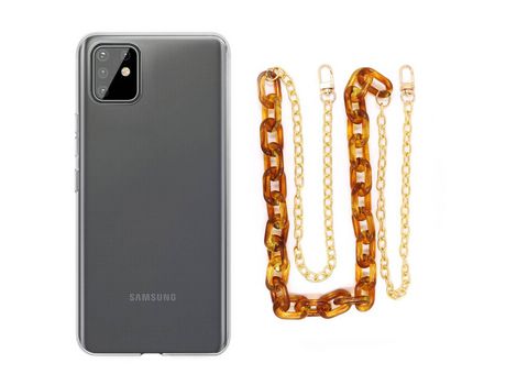 Funda cristal con Cordón Cadena Marrón para Samsung Galaxy Note 10 Lite