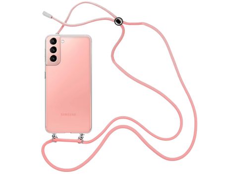Funda cristal con Cordón rosa para Samsung Galaxy S21