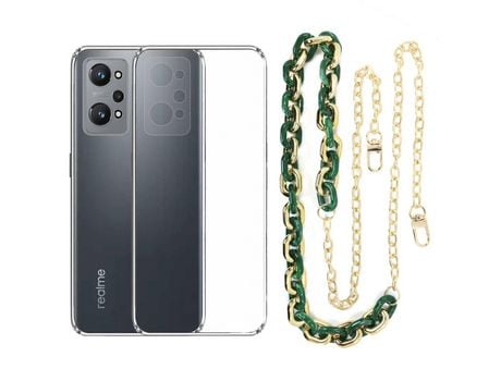 Funda cristal con Cordón Cadena verde para Realme GT Neo 2