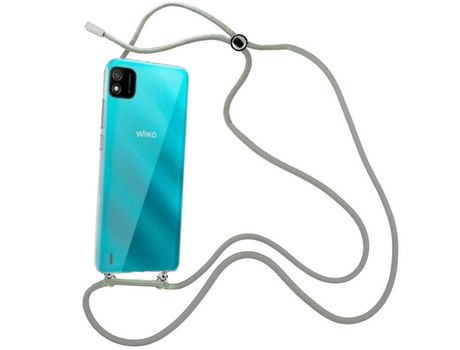 Funda cristal con Cordón Gris para Wiko Y62