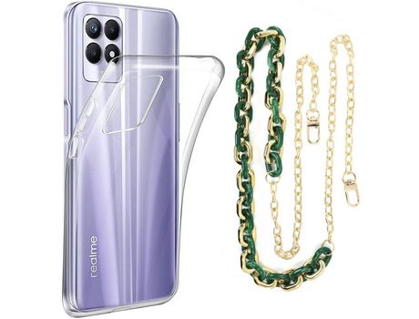 Funda cristal con Cordón Cadena verde para Realme Narzo 50