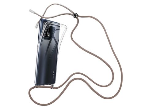 Funda cristal con Cordón Marrón para Oppo A74