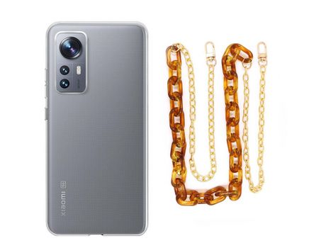 Funda cristal con Cordón Cadena marrón para Xiaomi 12 Pro