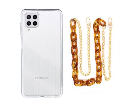 Funda cristal con Cordón Cadena marrón para Samsung Galaxy M33 5G