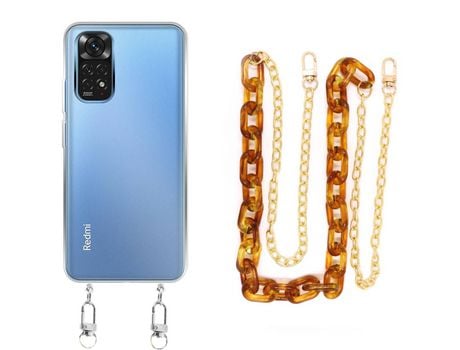 Funda cristal con Cordón Cadena marrón para Xiaomi Poco X4 Pro