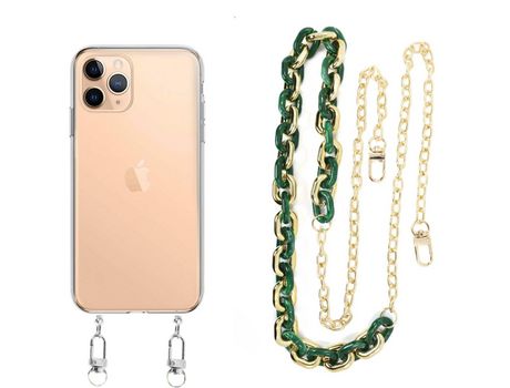 Funda cristal con Cordón Cadena verde para iPhone 13 Pro Max