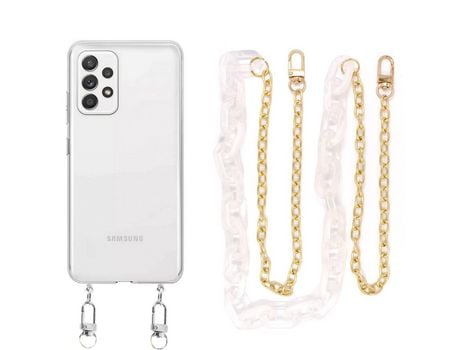 Funda cristal con Cordón Cadena branco para Samsung Galaxy A52S