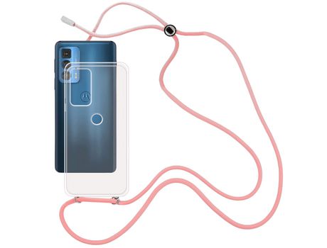 Funda cristal con Cordón rosa para Motorola Edge 20