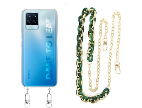 Funda cristal con Cordón Cadena verde para Realme 8 Pro