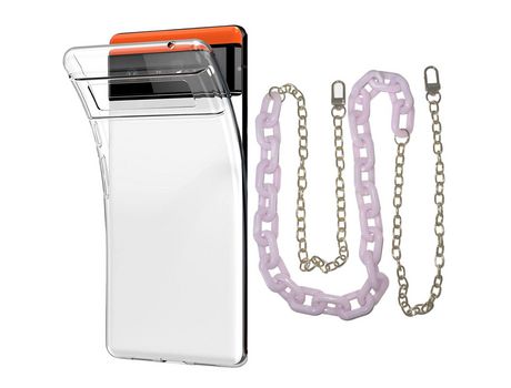 Funda cristal con Cordón Cadena Morado para Google Pixel 6
