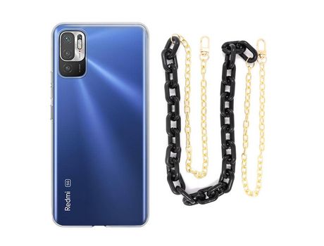 Funda cristal con Cordón Cadena Negro para Xiaomi Poco M3 Pro