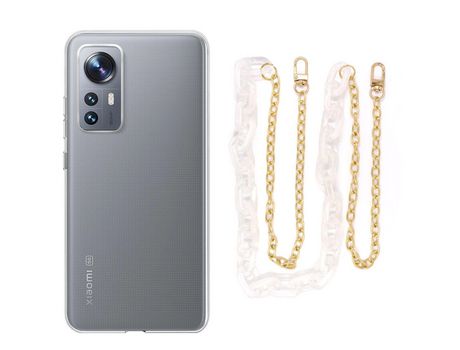 Funda cristal con Cordón Cadena blanco para Xiaomi 12 Pro