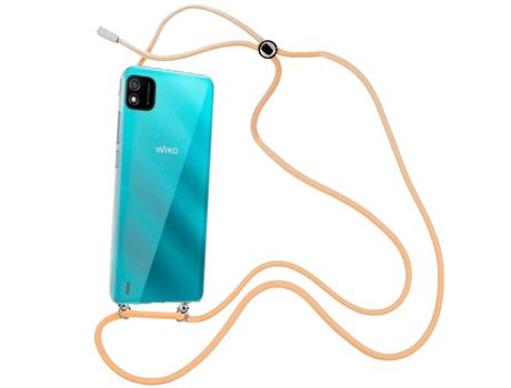 Funda cristal con Cordón Naranja para Wiko Y52