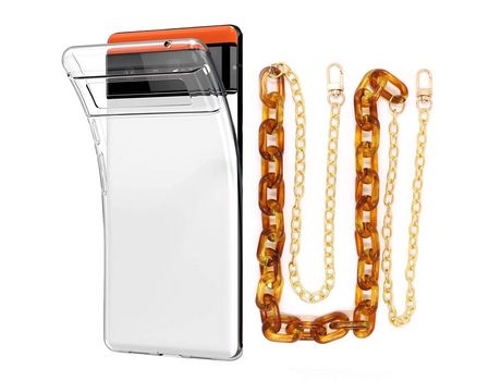 Funda cristal con Cordón Cadena marrón para Google Pixel 7 Pro