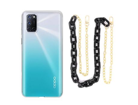 Funda cristal con Cordón Cadena Negro para Oppo A52