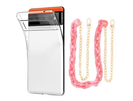 Funda cristal con Cordón Cadena rosa para Google Pixel 6