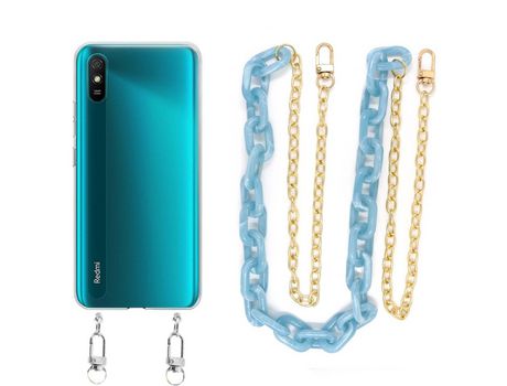 Funda cristal con Cordón Cadena azul para Xiaomi Redmi 9A