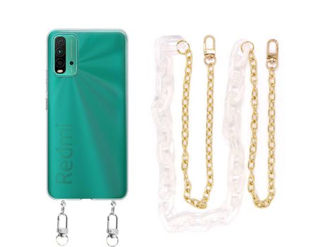 Funda cristal con Cordón Cadena blanco para Xiaomi Redmi 9T