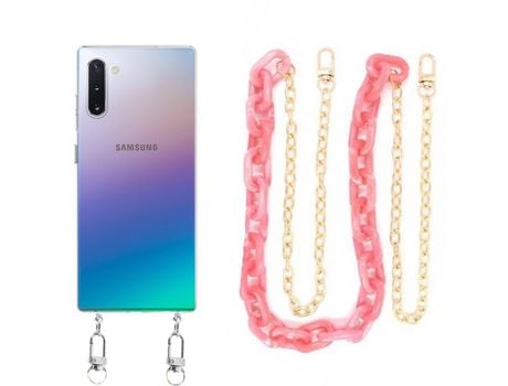 Funda cristal con Cordón Cadena rosa para Samsung Galaxy Note 10