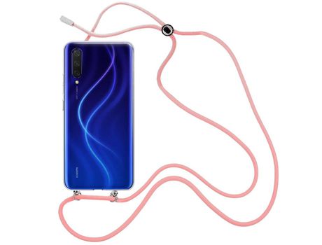 Funda cristal con Cordón rosa para Xiaomi Mi 9 Lite