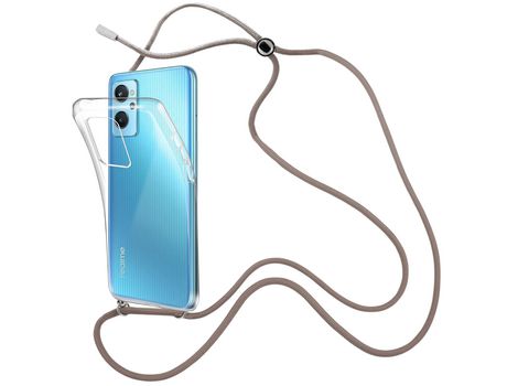 Funda cristal con Cordón Marrón para Oppo A76