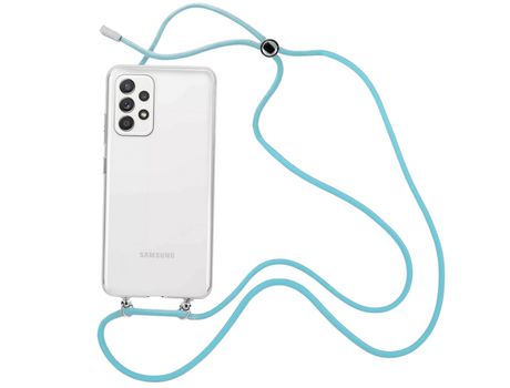 Funda cristal con Cordón azul para Samsung Galaxy A52 5G