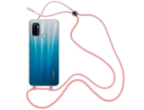 Funda cristal con Cordón rosa para Oppo A53s