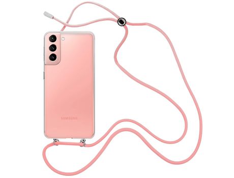Funda cristal con Cordón rosa para Samsung Galaxy S22 Plus