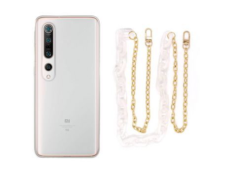 Funda cristal con Cordón Cadena branco para Xiaomi Mi 10 Pro
